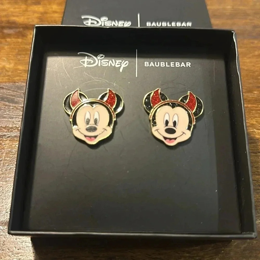 NIB Disney x Baublebar Mickey Mouse Devil Halloween Earrings